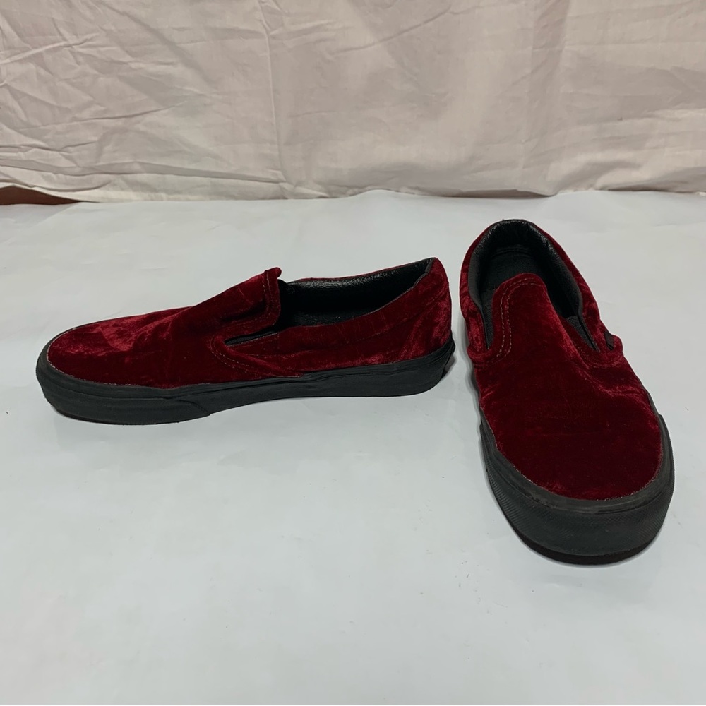Vans Red Velvet Slip-On Shoes